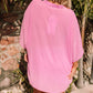 Pink Plus Size Flowy V Neck Blouse