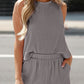 Corded Sleeveless Top and Pocketed Shorts Set
