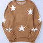 Brown Stars Kangaroo Pocket Pullover Sweater