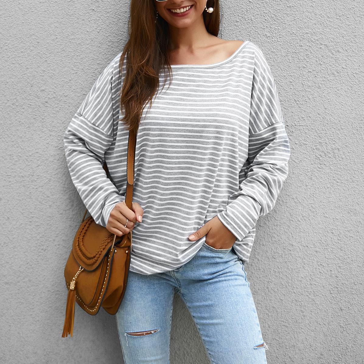 Long-sleeved striped jersey for women