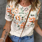 Floral Striped Print Short Sleeve Tee