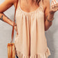 Spaghetti Straps Pleated Ruffled Tank Top