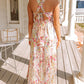 Multicolor Crisscross Backless Long Floral Dress