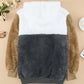 Colorblock Fluffy Faux Fur Hoodie