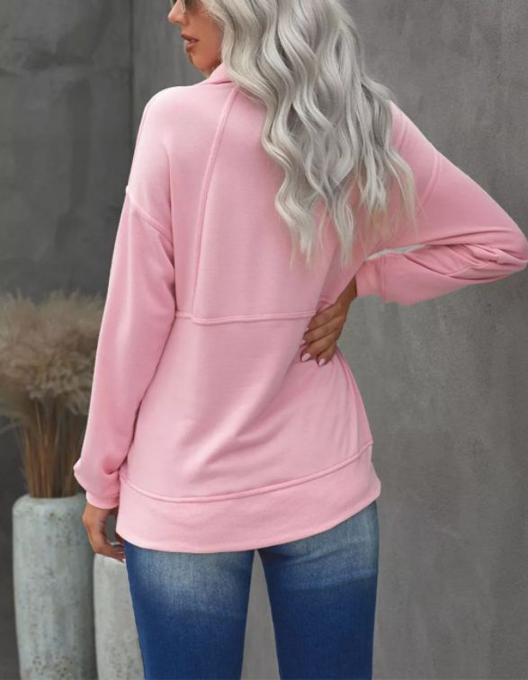 Cotton Pocketed Half Zip Pullover Sky Blue Sweatshirt