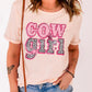 COWGIRL Leopard Star Print Crew Neck Graphic Tee