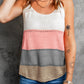 Adjustable Spaghetti Straps Colorblock Knit Tank Top