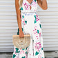 White Floral Twist Cutout Adjustable Straps Maxi Dress