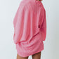 Pink Open Front Kimono Sleeves Knit Cardigan