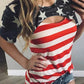 Black Contrast American Flag Cutout T-Shirt