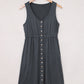 Buttons Sleeveless High Waist Mini Dress