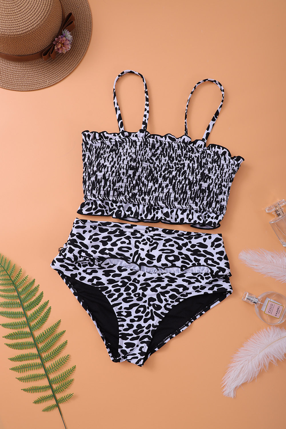 Floral Print Crop Top High waisted swimsuit Set