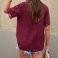 Crochet Hollow-out Lace Splicing Short Sleeve Top