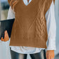 V-Neck Twist Knitted Vest Sweater