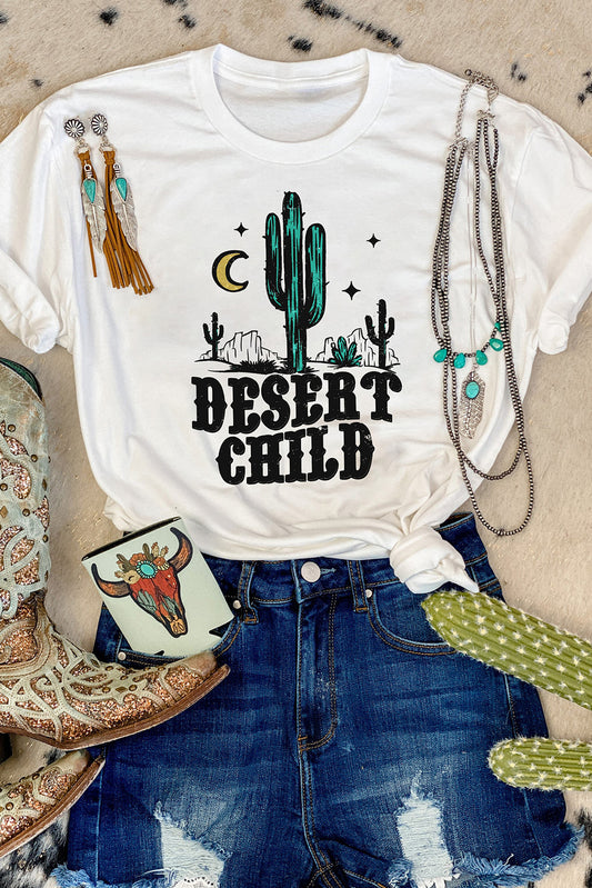 White DESERT CHILD Western Graphic Print Tee