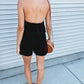 Black Plain V Neck Backless Sleeveless Romper