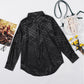 Black Shiny Satin Buttons Shirt