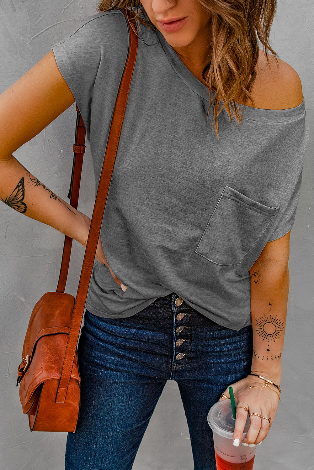 Pocketed Tee with Side Slits