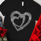 Black Shining Heart Pattern Valentines T Shirt
