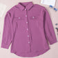 Solid Pocket Long Sleeve Button-up Shirt