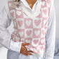 Checked Heart Pattern Sweater Vest