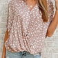 Pink Leopard Printed Short Sleeves Twist Shirt