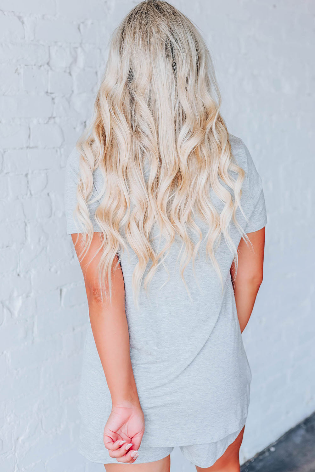 Gray GOOD VIBES ONLY Shining Letter Print Lounge Set