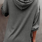 Buttoned High and Low Hem Hoodie