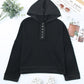 Casual Button Solid Patchwork Trim Hoodie