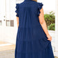 Blue Plus Size Ruffled Tiered A-line Midi Dress