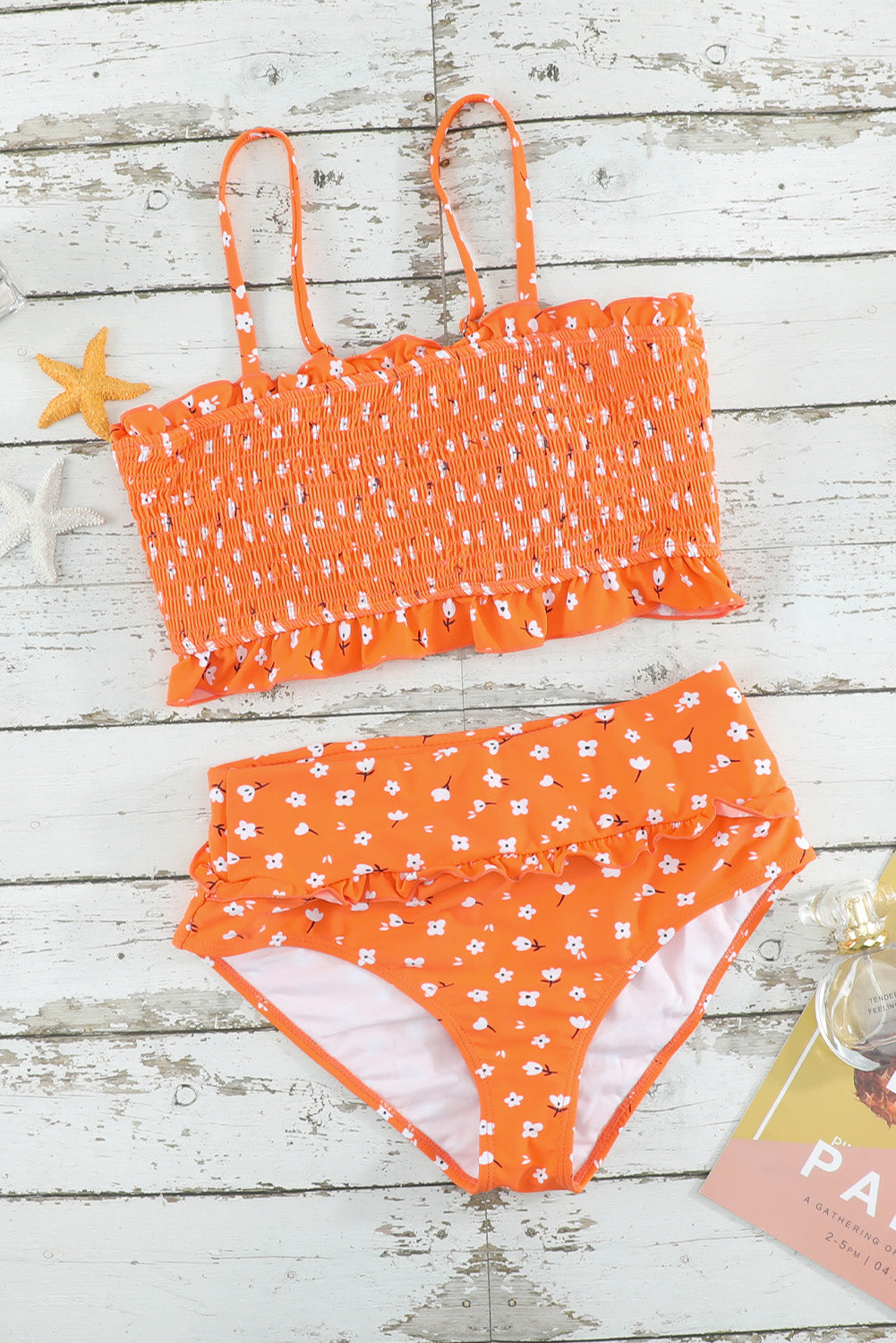 Floral Print Crop Top High waisted swimsuit Set