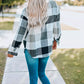 Plaid Color Block Buttoned Long Sleeve Jacket with Pocket