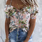 Floral Print Spaghetti Strap Ruffled T-shirt