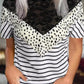 White Chevron Colorblock Lace Leopard Striped Print Short Sleeve Top
