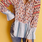 Loose Fit Floral Striped Blouse
