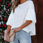 Joint Bubble Sleeve Round Neck Blouse