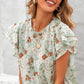 Floral Ruffle Crew Neck Short Sleeve Top