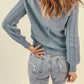 Plain Hollow-out Knit Long Sleeve Pullover Sweater