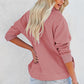 Pink Solid Color Zip Collar Sweatshirt with Pockets