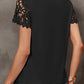 Black Lace Overlay Short Sleeve Top
