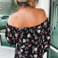 Black Floral Off Shoulder Plus Size Top