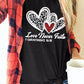 Black Love Never Fails Leopard Sequin Heart Graphic Valentines Tee
