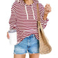 Stripe Kangaroo Pocket Drawstring Hoodie