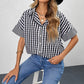 Black Gingham Play Button Up Shirt