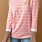 Extend Color Block Cuffs Rib Knit Striped Pullover
