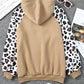 Leopard Bishop Sleeve Hooded Sweatshirt