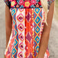 Multicolor Floral Aztec Geometric Cap Sleeve Top