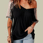 Black Leopard Sleeve Top