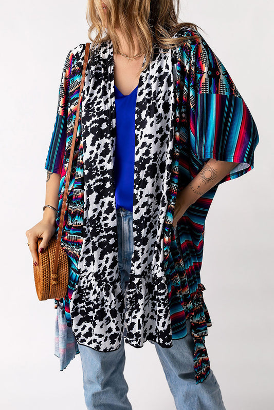 Cow Serape Aztec Print Kimono Cardigan