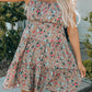 Flower Print Tiered Frilled Knotted Spaghetti Strap Mini Dress